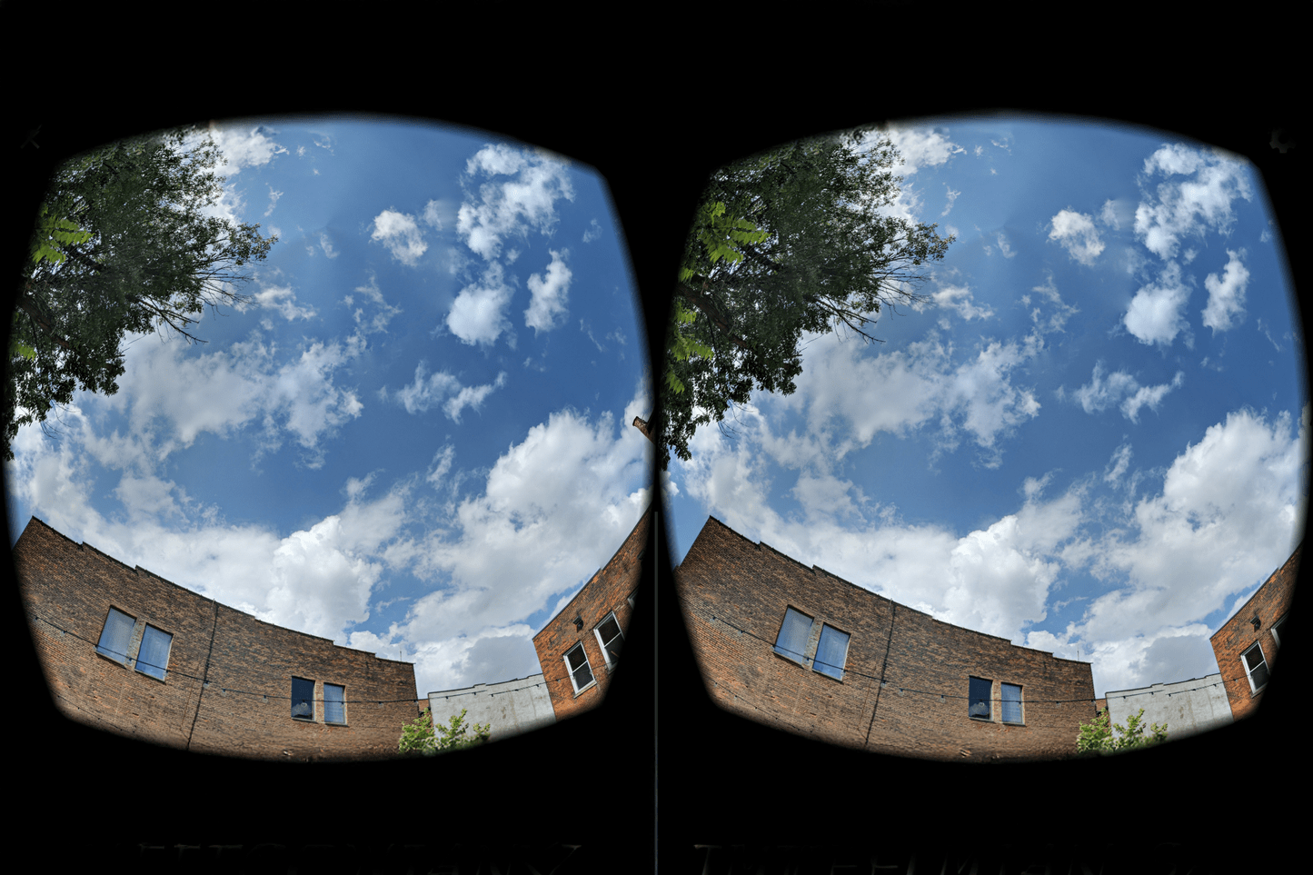 Two image of the sky framed like a Perfecscope Stereoscope Viewer.